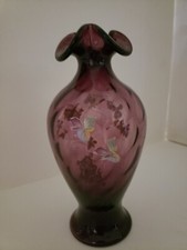 Fenton 8 1/2" Amethyst Purple Vase Signed D. Anderson
