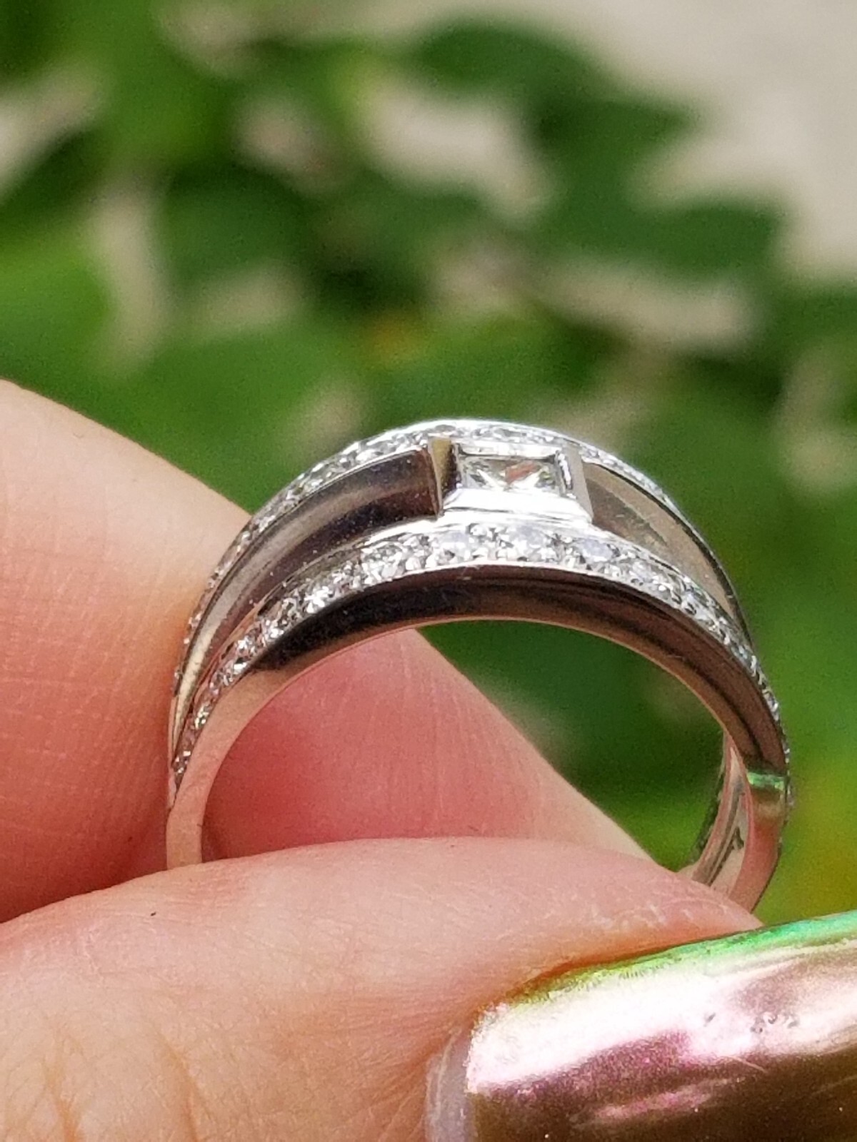 Modern Open Frame Princess Solitaire Diamond 14k … - image 5