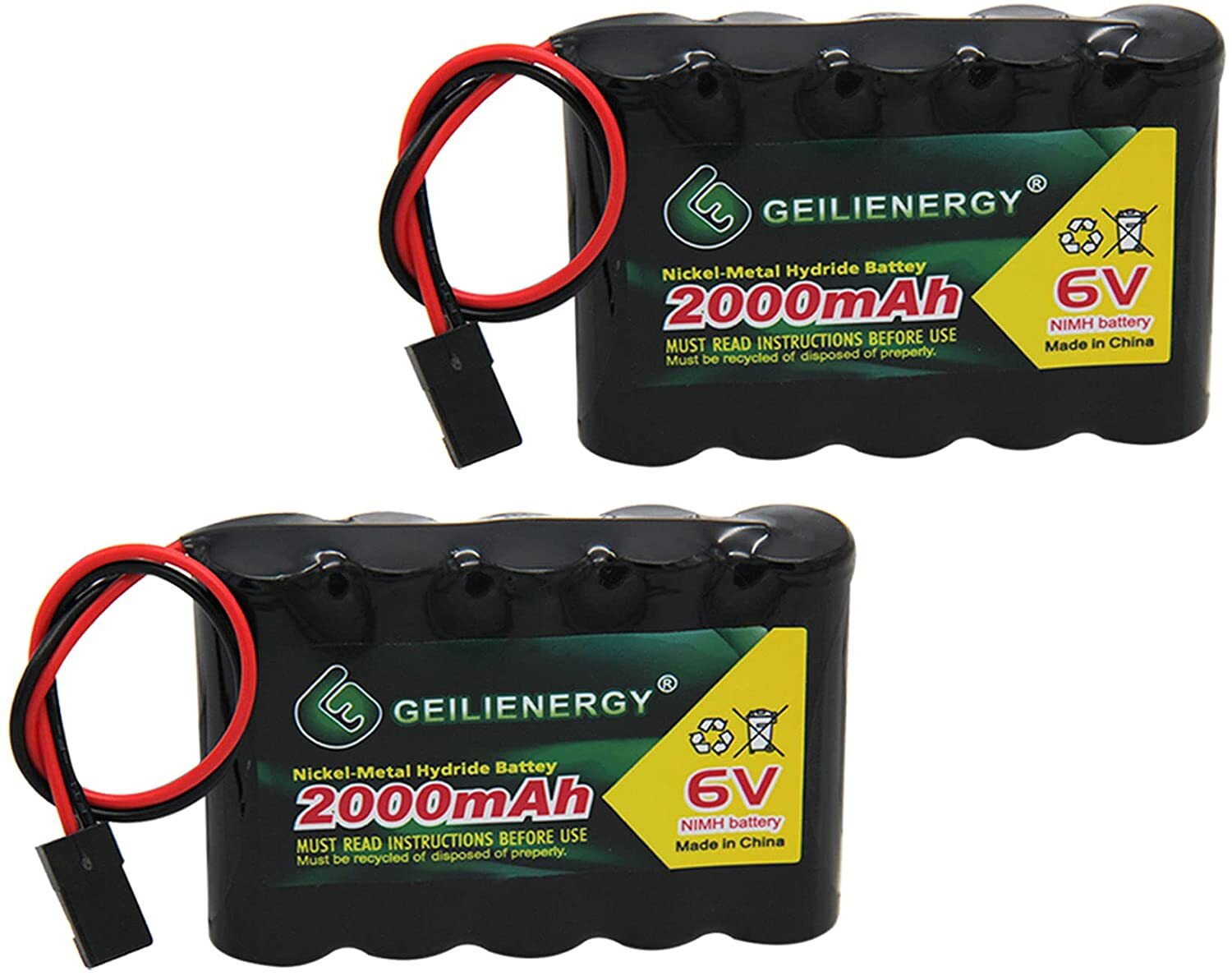 NEW 2Pack NiMH Receiver RX Rechargeable Battery Pack 6V 2000