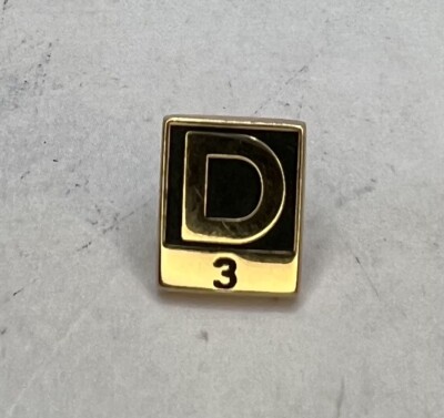 Scrabble Pin 10k Yellow Gold Scrabble Tile Rare Vintage Collectors “D3” Square Lapel ...