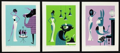 The Three Muses SHAG PRINTS Silkscreens Unframed Signed 2004 Set of 3 COA