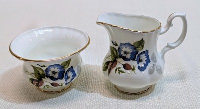 Thorlez English Bone China Morning Glory Sugar & Creamer Staffordshire England