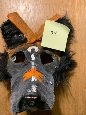 therian mask - black and orange - hand crafted - faux fur