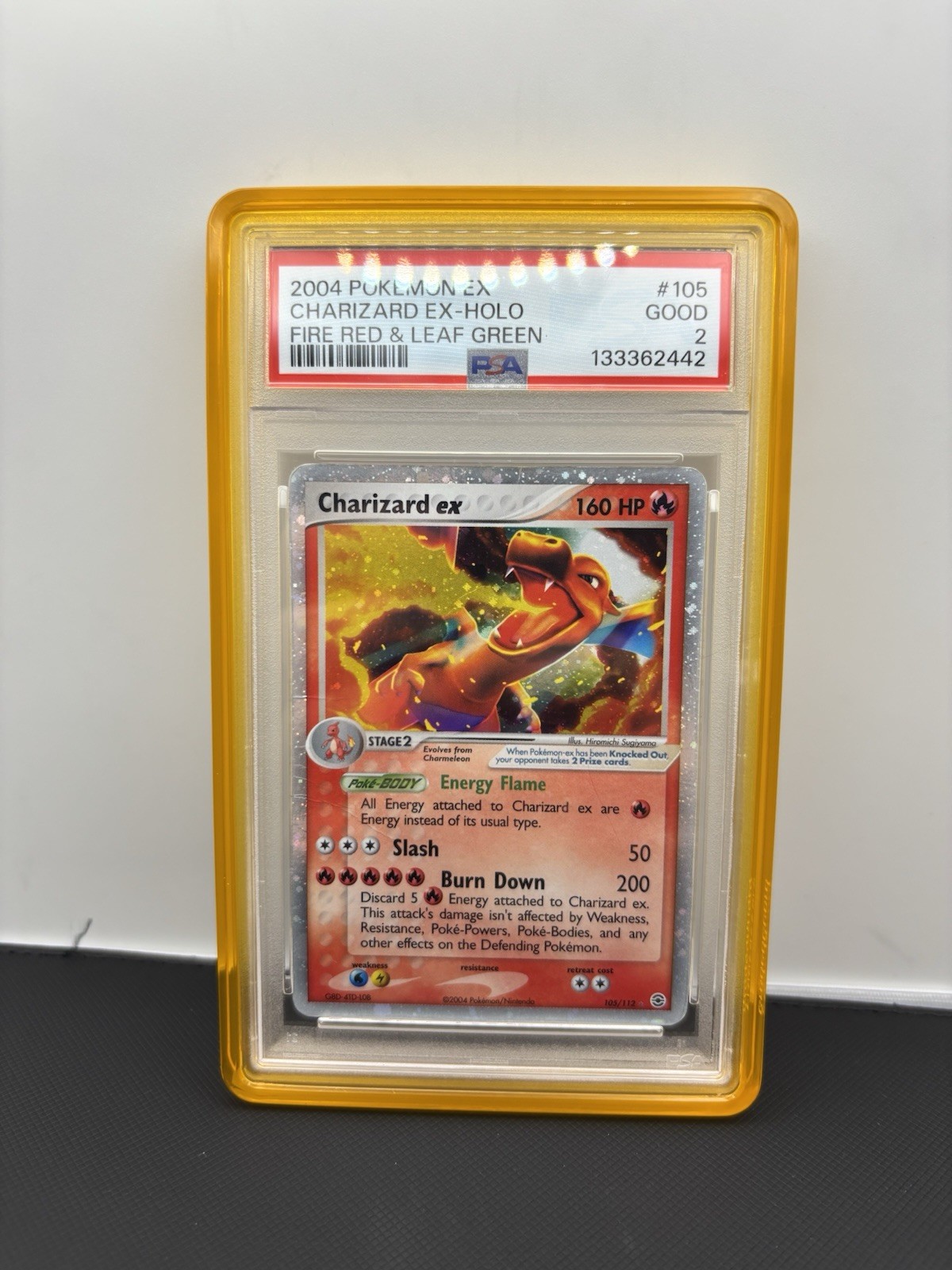 2004 POKEMON EX FIRE RED & LEAF GREEN #105 CHARIZARD EX-HOLO PSA 2