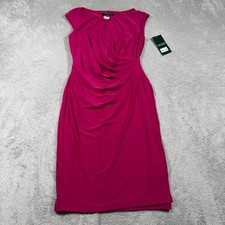 Lauren Ralph Lauren Dress Women 2P Orchid Ruched Faux Wrap Sheath Career NWT