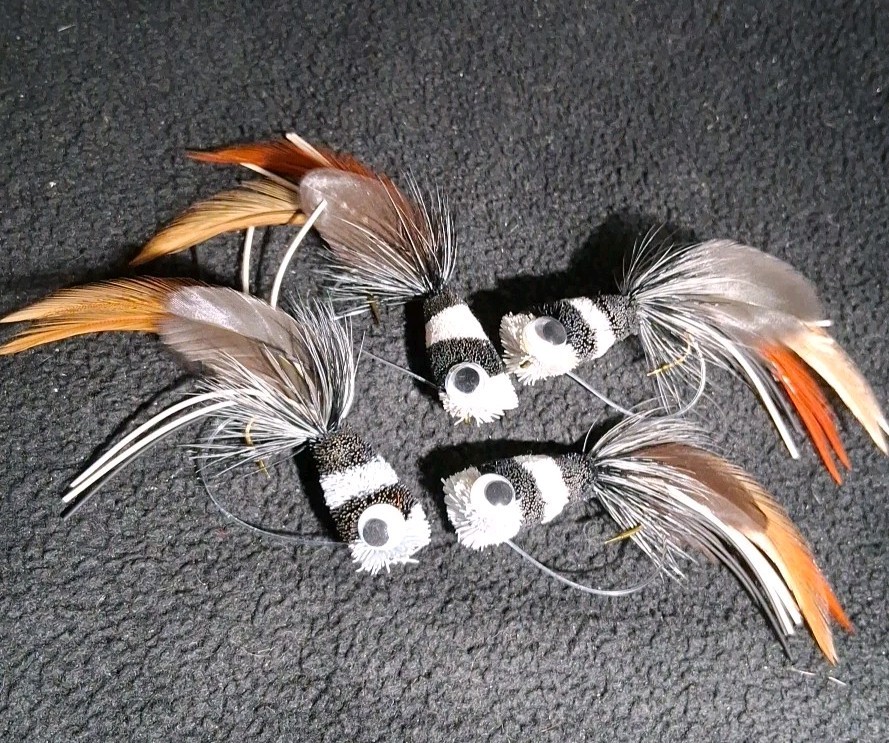 BASS FLIES SIZE 10 FROGS BLACK FRONTIER FLY FISHING POPPERS - Image 2
