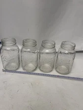 VTG Ball Mason Qt Canning Jars with Measurements and Harvest x4