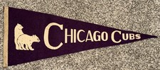 Vintage 1930s Chicago Cubs Rare Baseball Pennant Purple 10.5”x27”