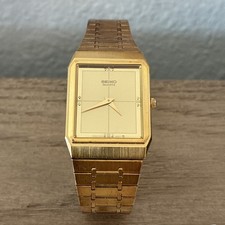 Vtg Seiko Quartz Gold Tank Watch 6530-5159/Integrated Bracelet New Battery
