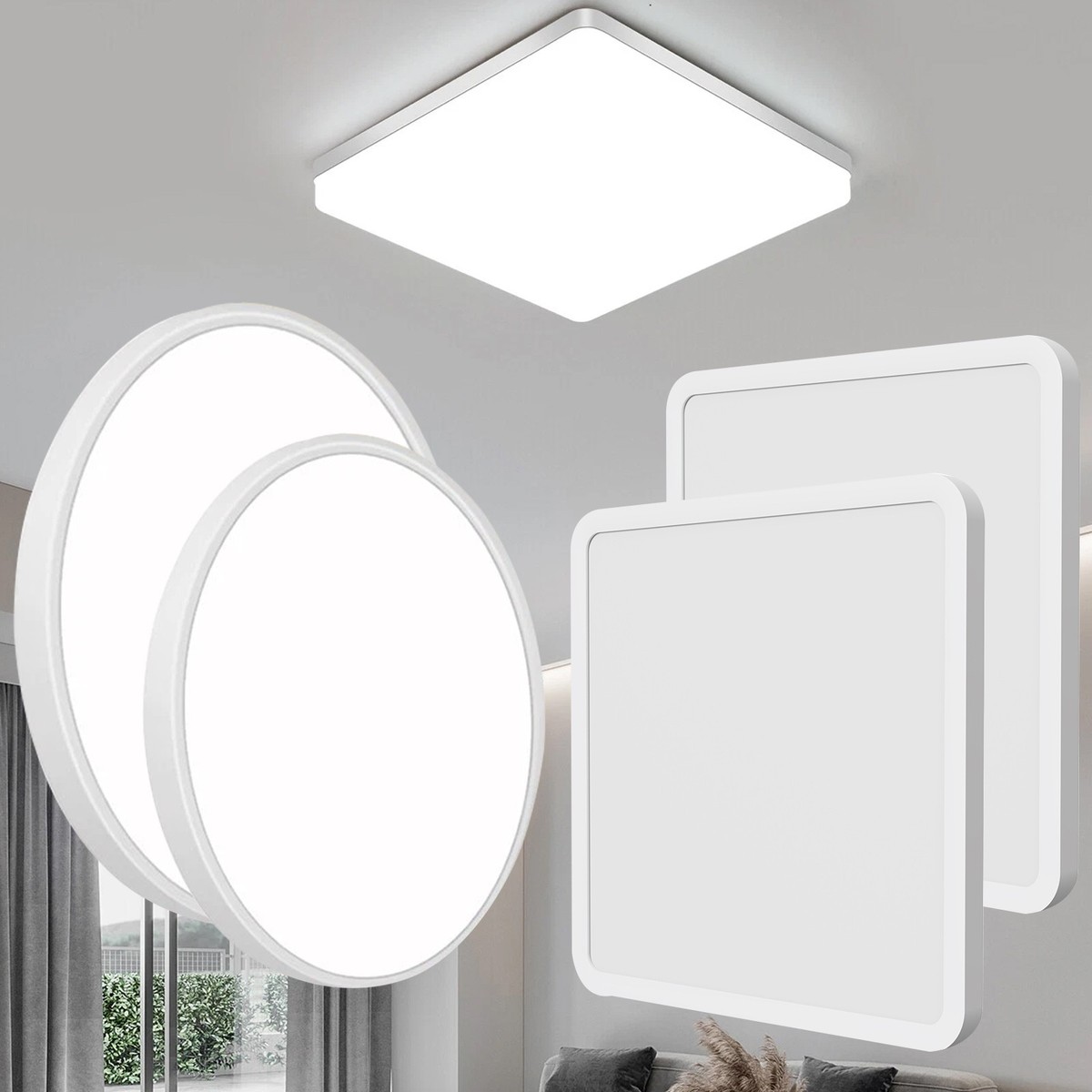 LED Deckenlampe Deckenleuchte Panel Wohnzimmer Schlafzimmer Bad Flurlampe IP44