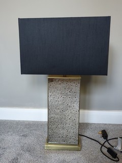 Large Table Lamp Glass Stand Black Shade