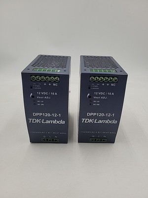 (2) TDK-Lambda DPP120-12-1 DIN Rail Mount 12VDC 10A 120W Power Supply 115/230VAC