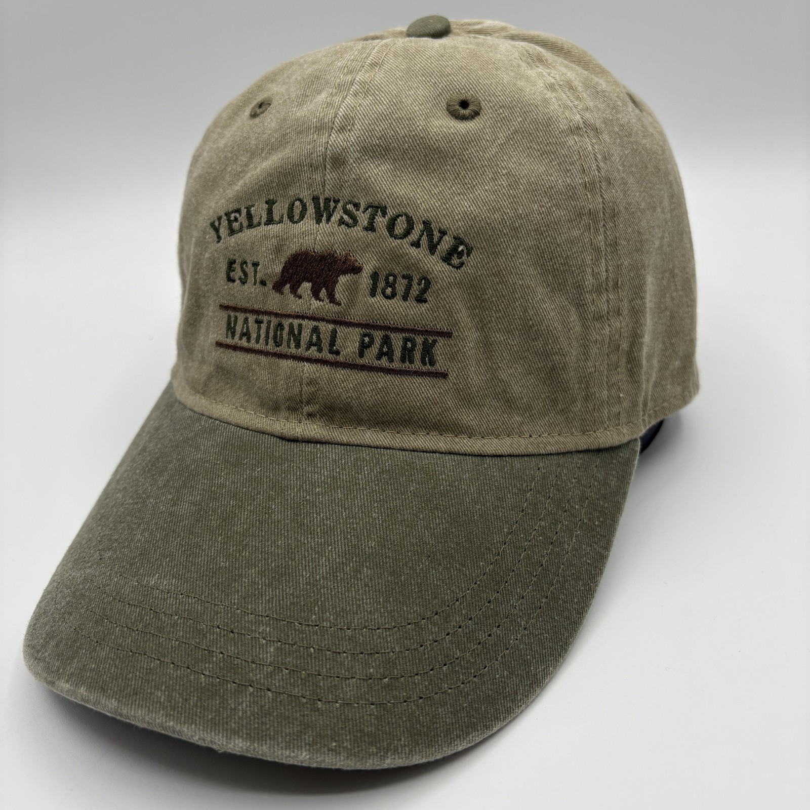 Yellowstone National Park Hat Ouray Sportswear Cap Strap Back Olive Green Cotton