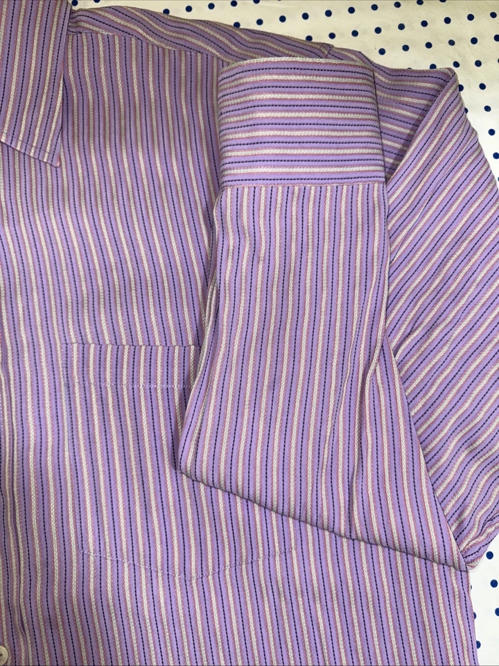 Bugatchi Uomo Pink Striped Medium Shirt - Image 3 of 4
