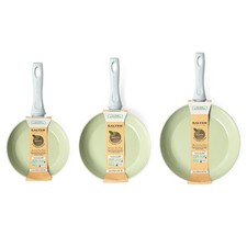 Salter Earth Forged Aluminium 20, 24 and 28 cm Frying Pans, Non-Stick, Green