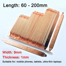 2PCS Copper Flat Heat Pipe for Cooling Laptop Heatsink DIY 9mm x 1mm  L60-200mm
