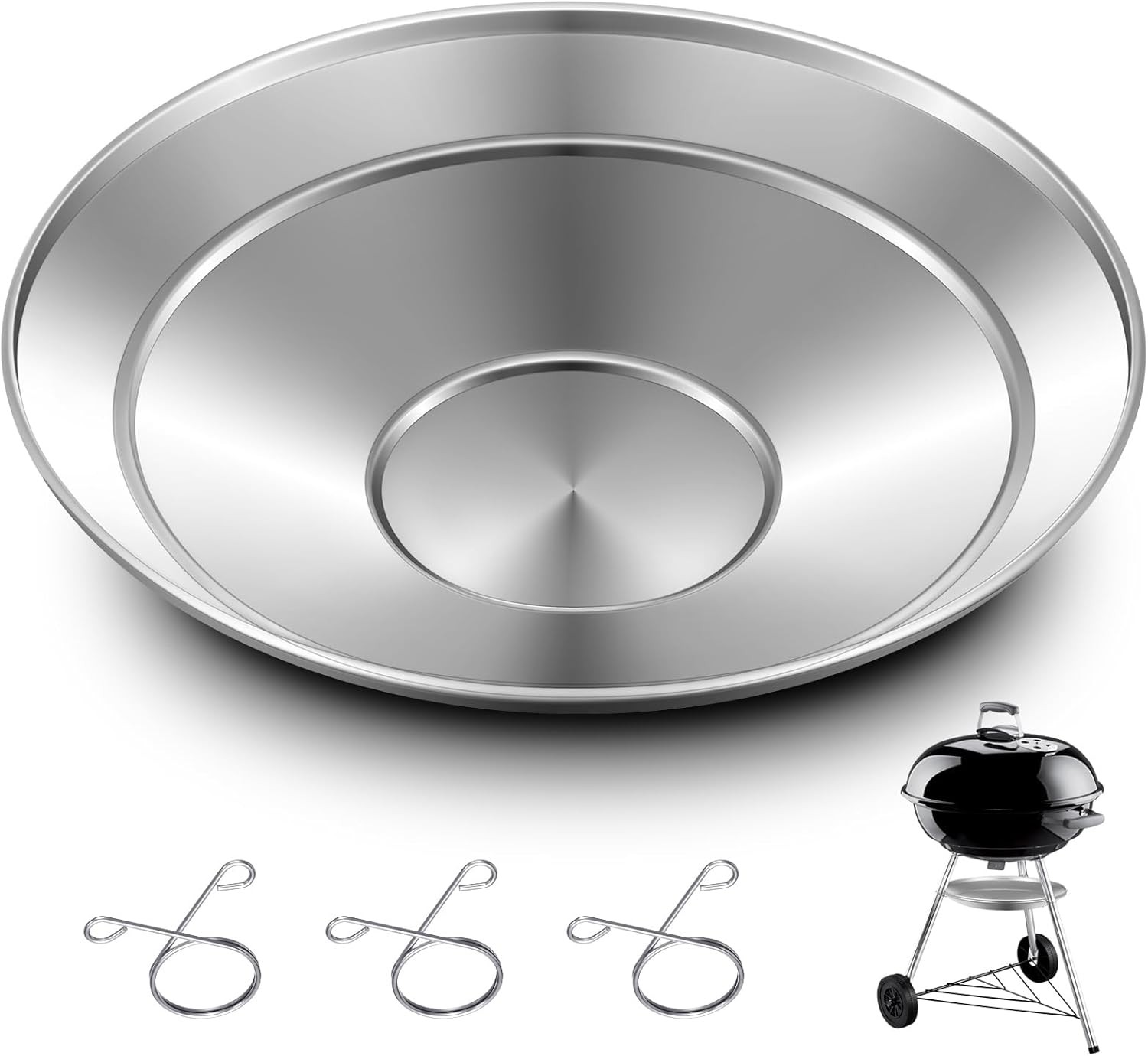 2 Pcs 13-1/2" Diameter Ash Catcher Pan for Charcoal Grill Co