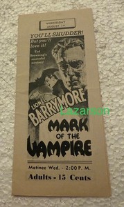 BELA LUGOSI ZNAK WAMPIRA LOKALNA ULOTKA 1935 BARRYMORE BROWNING