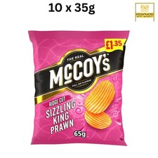 McCoy's Sizzling King Prawn Crisps 10x65g/Halfcase/Ridge Cut/Prawn Crisp