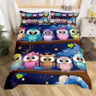 Set Bettbezug Bettlaken Bettbezüge Eulen Owls Duvet Cover BED0054B