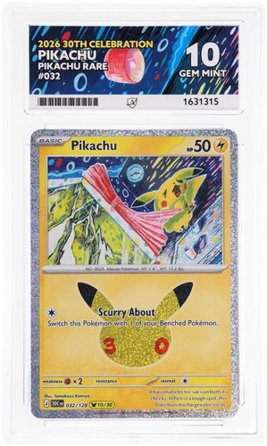 ACE 10 Pikachu 032/128 30th Celebration Pokemon Gem Mint