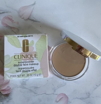 02 Matte Beige, Clinique Superpowder Double Face Makeup Powder, 0.35oz/10g NIB
