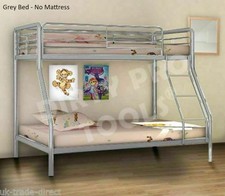 Metal Triple Bunk Bed - Single 3ft - Double Twin Sleeper Memory Mattress