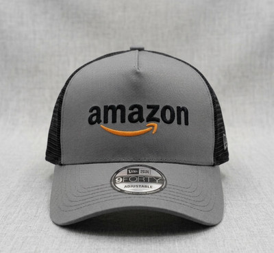 Amazon Logo Trucker Hat Gray Mesh Back Adjustable Cap