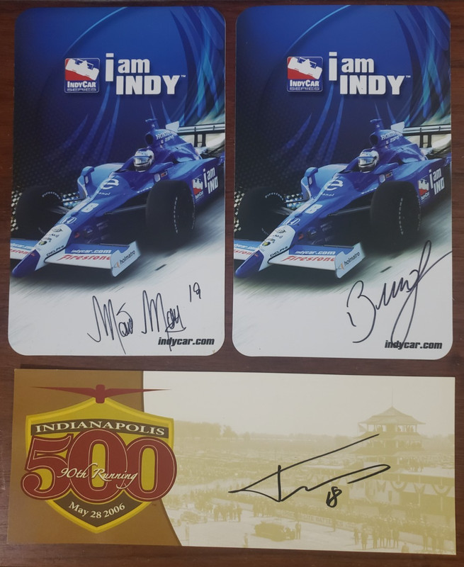 Lot 3 Signed 2006 & 2008 Signed Indy 500 Cards Bruno Junqueira Morales Medeiras