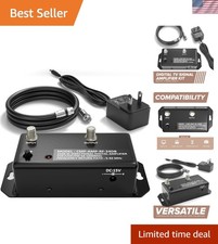 Digital TV Signal Booster with Adjustable Gain - 24 dB, Includes RG6 Coax Cable