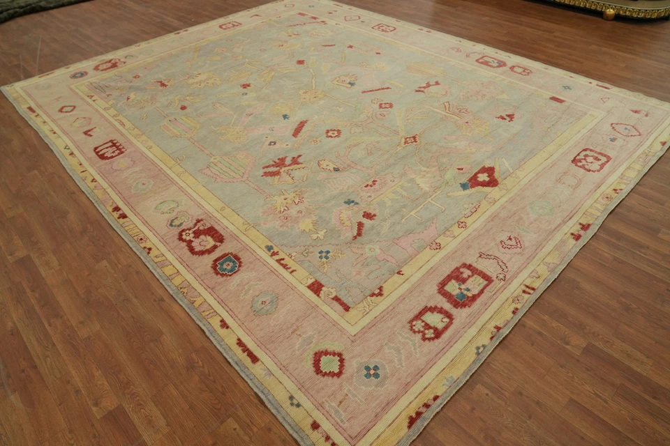 Transitional Oushak Turkish Area Rug 10x13 Ft Vegetable Dye Handmade Wool Carpet - Image 4 of 4