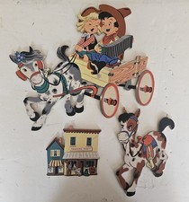1952 Dolly Toy Co Western Pin-Up Cowboy 8 Wall Plaques Set No. 264 Buckaroos
