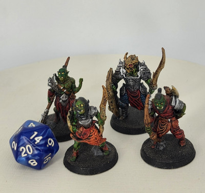 Orc Warband set of 4 Hand Painted miniatures RPG Dungeons And Dragons EC3D
