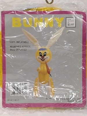 Vintage Inflatable 40  Yellow Bunny Rabbit Plastic Easter Spring SEALED