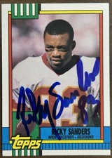 1990 Topps  Ricky Sanders RC signed auto  autograph blue sharpie tough W/Stub