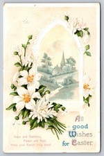 Antique Greeting Postcard Easter Wishes Hope Peace Posted 1910s