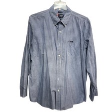 Chaps Shirt Mens Extra Large Blue Plaid Button Down Easy Care Pocket Classic