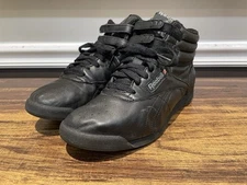 Vintage 1980s Reebok Classic Freestyle Black Leather High Top Shoes Women’s 7.5