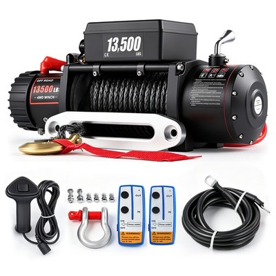 SIHAO 13500LBS 12V Electric Winch 92FT Synthetic Rope for Truck ATV Off Road 8