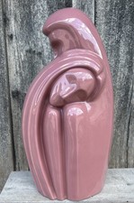 Vintage 80s Haeger Pottery Lovers Embrace Mauve Pink 18 Art Deco Style Statue
