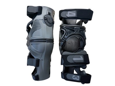 Mobius X8 Pair Knee Braces Large Storm Grey Dirt Bike MX ATV - OPEN BOX ITEM -