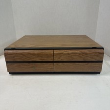 Vtg VHS 2 Drawer Cabinet Faux Wood Grain Storage Case Holds 20 Tapes Stackable A