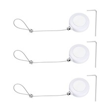 3Set 3ft Retractable Remote Round Tether Remote Cable Lock White Rope Locks 