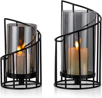 Windlicht Schwarz Deko Modern: 2Er Set KerzenstäNder Metall Windlicht Outdoor