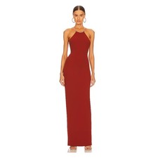 Nookie Lexi Chain Gown Maxi Open Back Formal Dress Rust Size M