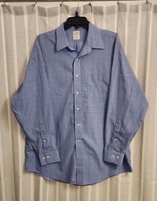 Brooks Brothers Men's 346 Non-Iron All Cotton Long Sleeve Blue Plaid 16.5-4/5
