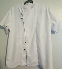 Woman s Short Sleeves Chef s Uniform Shirt Size Medium White Button Front