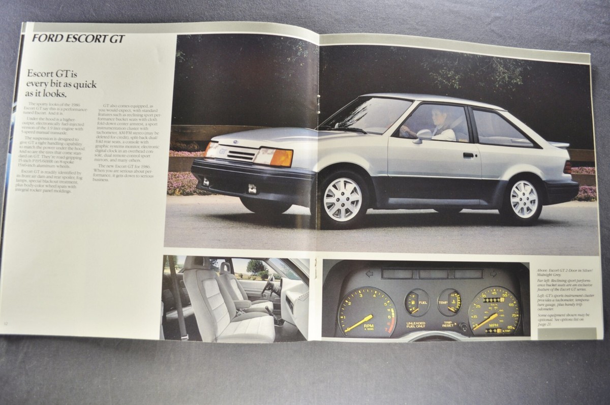 1986 Ford Escort Catalog Brochure LX GT Hatchback Wagon Nice