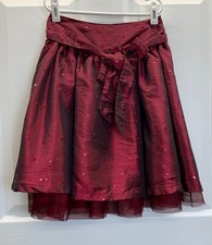 EUC Children  s Place Burgandy Sparkle Tulle Layered Skirt Adjustable Waist, 6X/7