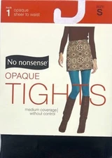 1 pair No Nonsense Women SMALL S Opaque Tights Black Sheer to Waist Smart Temp